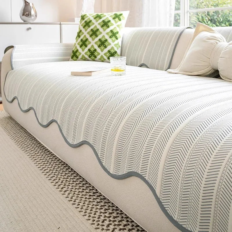 Straight row mat fixed non-slip cushion summer cover in ice silk material showing special pattern design
