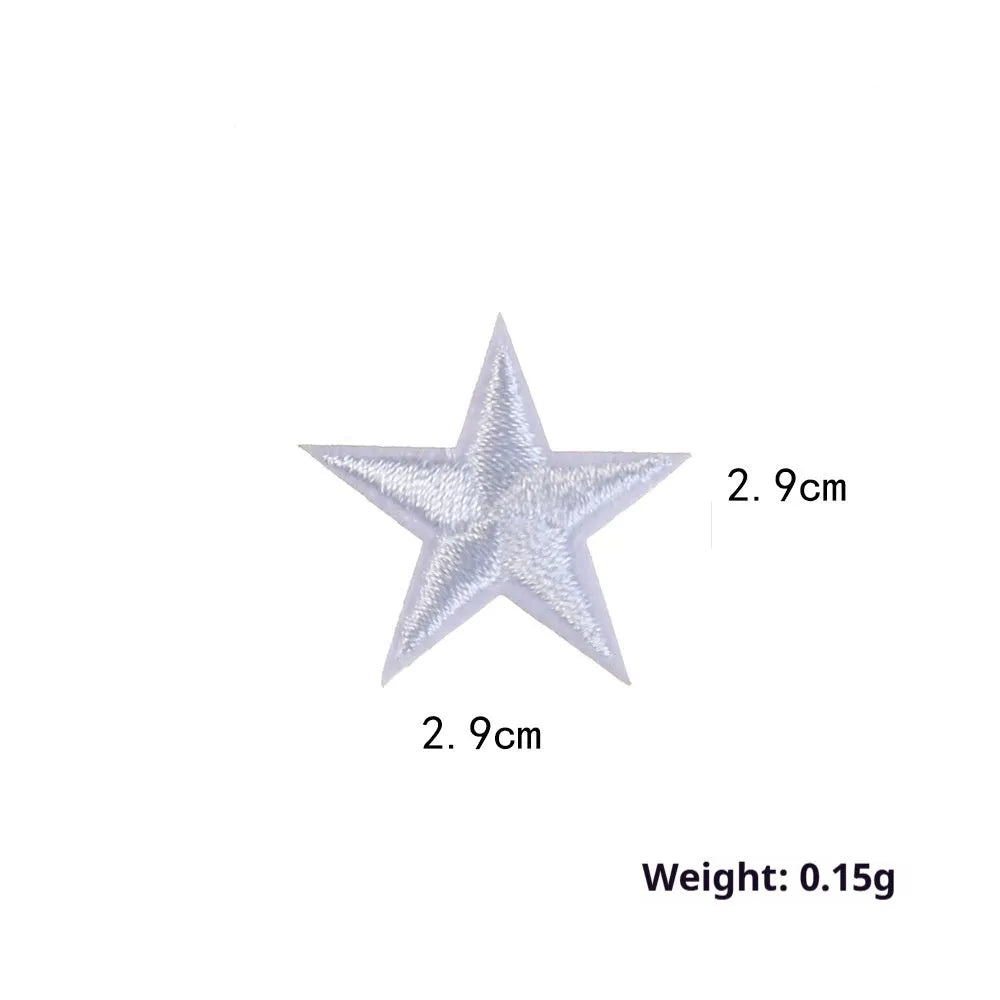 Colourful five-pointed star cloth embroidery labels for DIY clothing decoration.