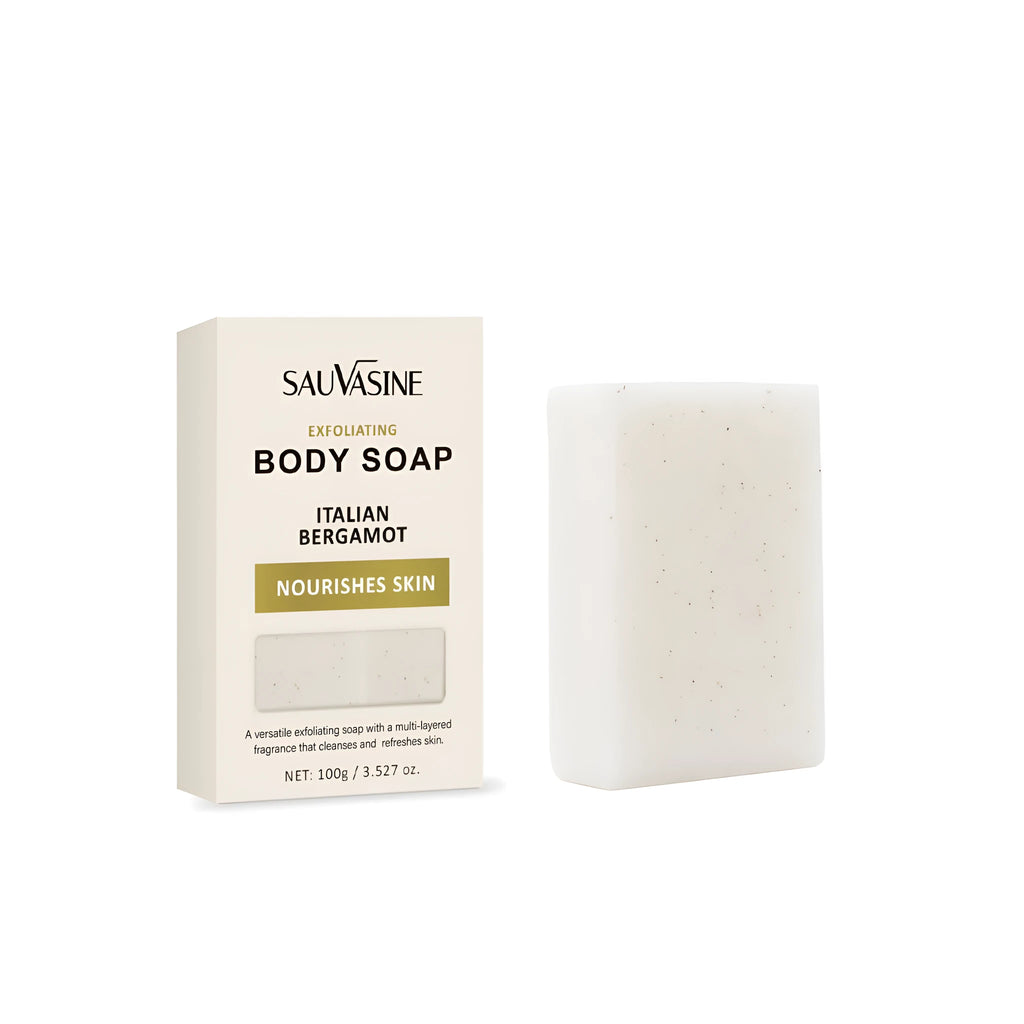 Exfoliating body soap with moisturising properties for adult skin care