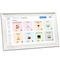 White 15.6 inch smart digital photo frame with app connectivity and wall bracket