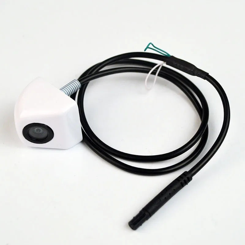 Black metal waterproof car reversing camera with integrated cable for night vision parking aid.