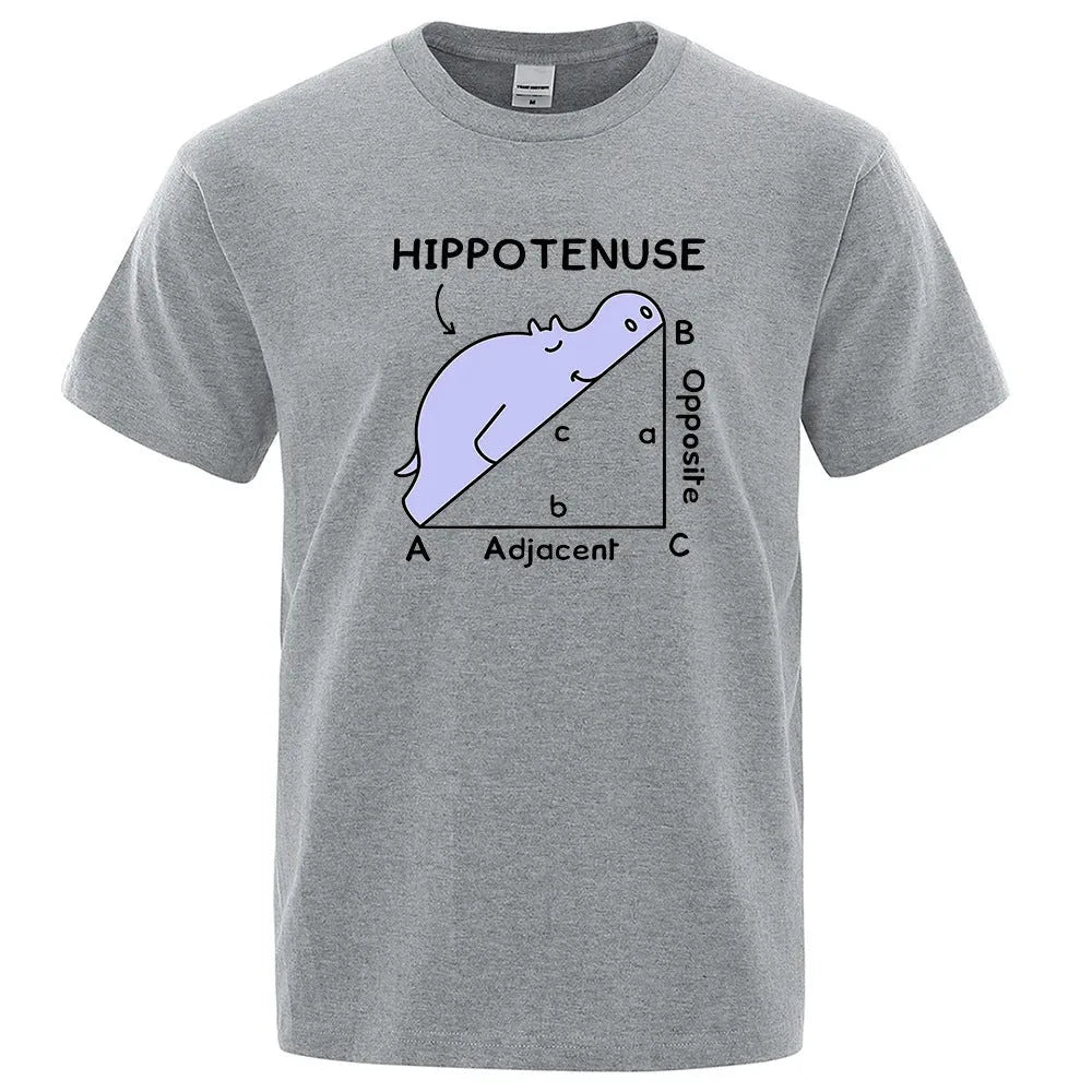Hippotenuse Opposite Adjacent funny printed loose-fit cotton t-shirt in army green colour.