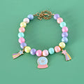 Macaron-coloured pet headdress and necklace set with resin charms in six designs for cats and dogs