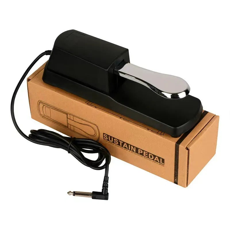 Black ABS plastic sustain pedal for electronic keyboards with 6.35mm jack connector
