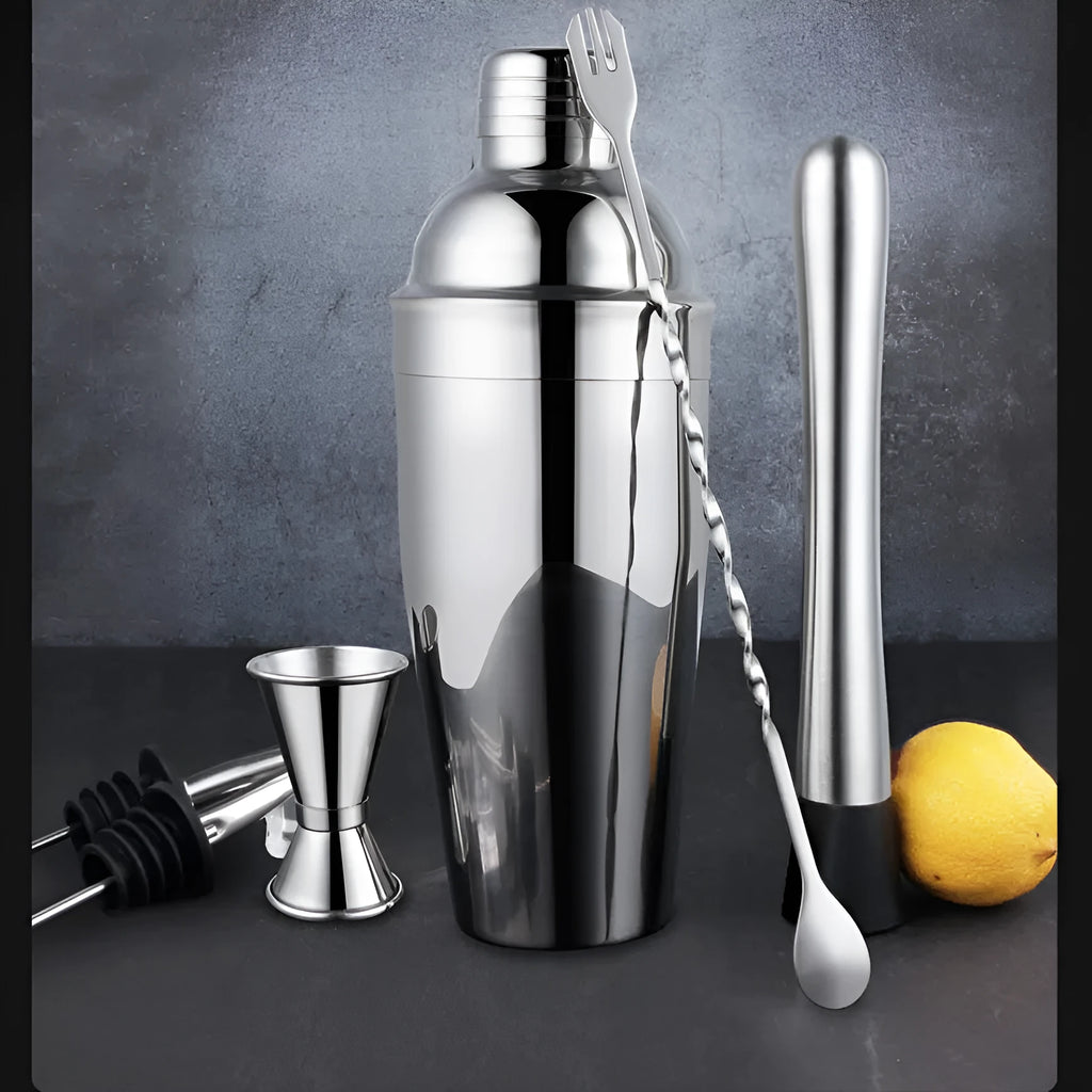 23-piece stainless steel and acrylic European cocktail shaker set with bar tools