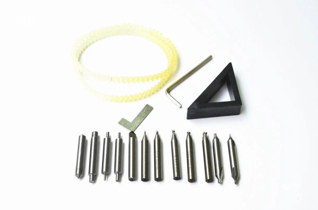 Vertical key machine accessories 17 piece full set with drill guide pin and sink milling cutter