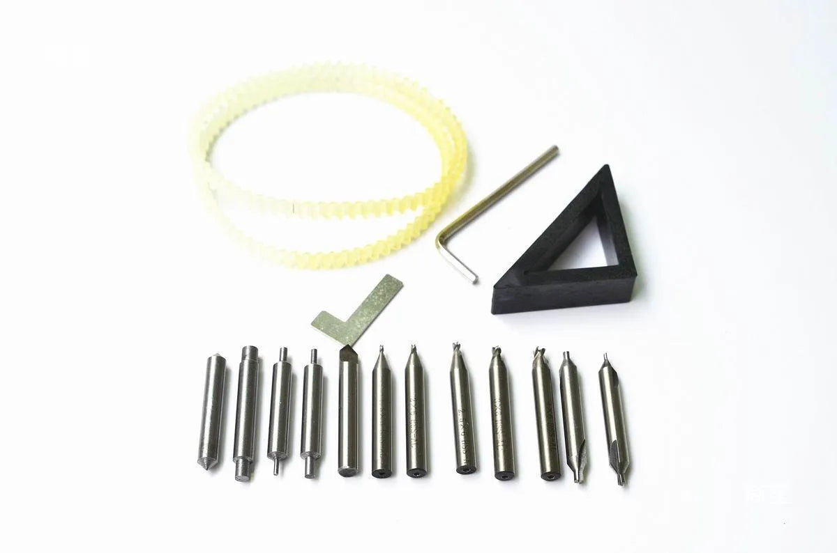 Vertical key machine accessories 17 piece full set with drill guide pin and sink milling cutter
