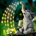 Resin elephant garden sculpture with built-in LED lighting for outdoor decoration