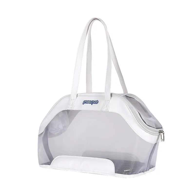 Leather cat carrier bag with 25 litre capacity in solid colour options