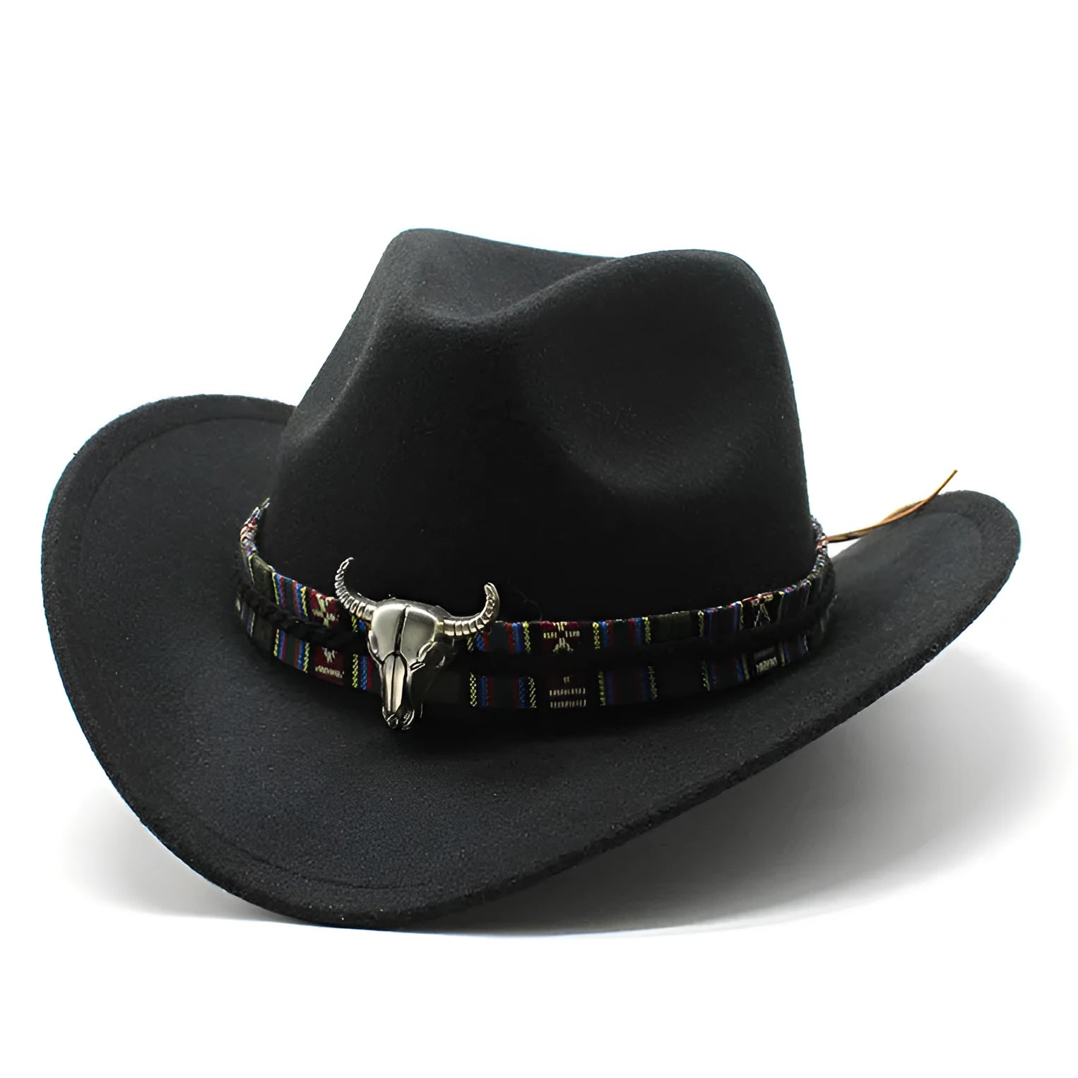 A Western-style bell crown cowboy hat on a stand, shown in an army green colour.