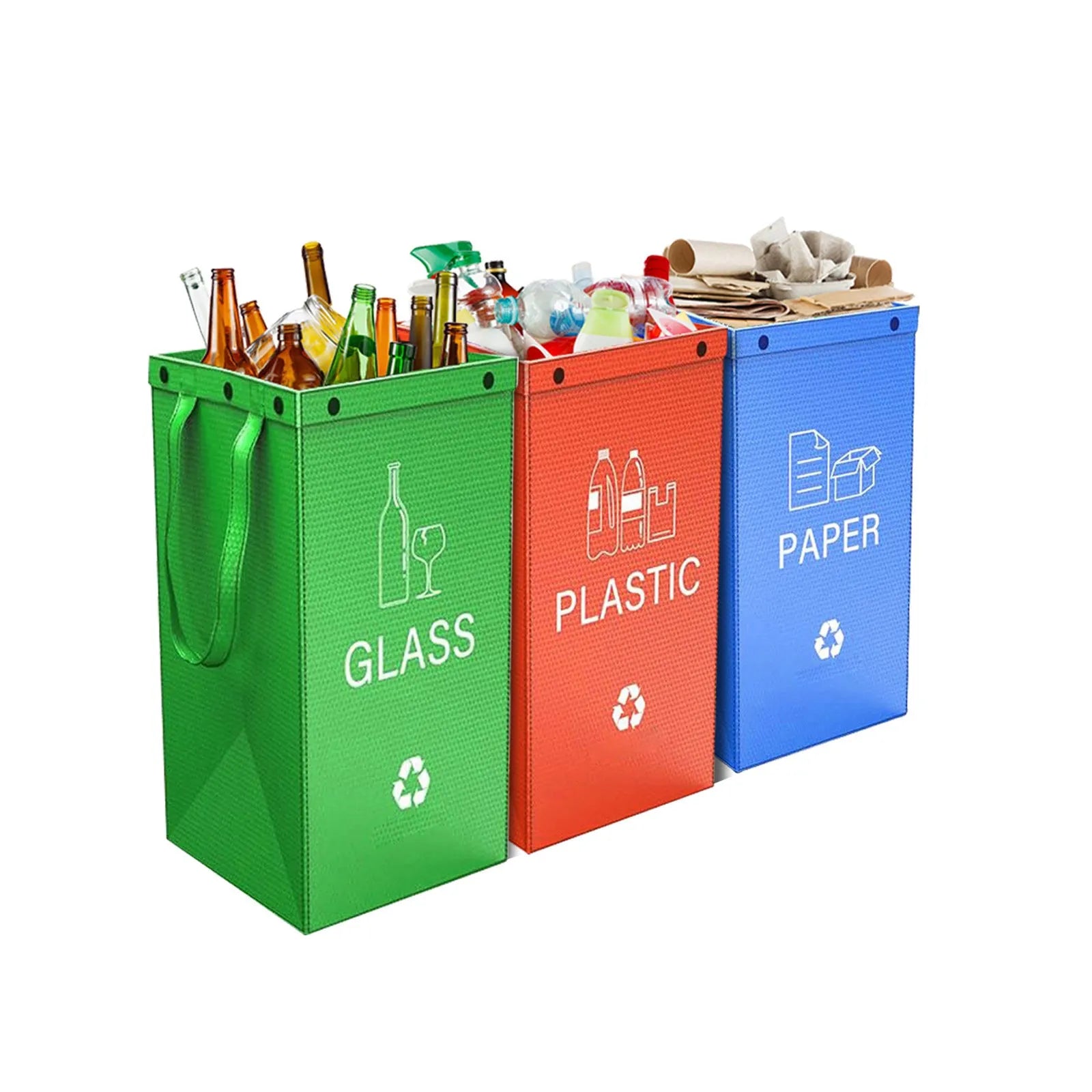 Blue 40-litre PP plastic waste classification bin with clean bag style, dimensions 30cm by 50cm by 30cm