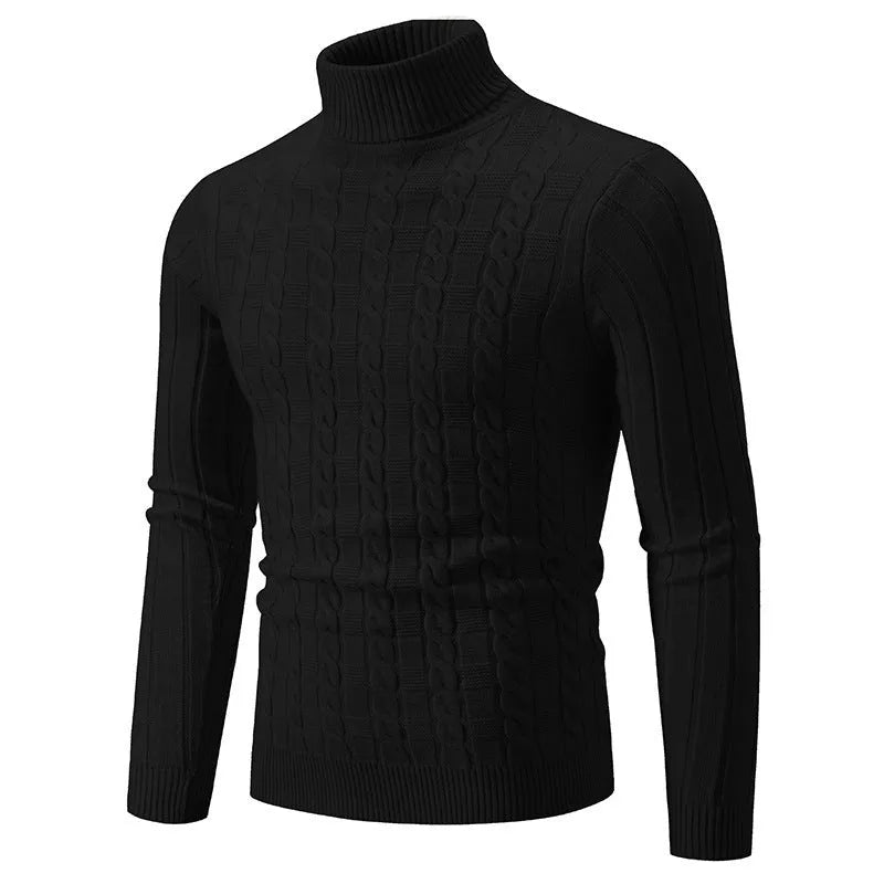 Men's slim fit turtleneck pullover in chenille fabric available in multiple colours