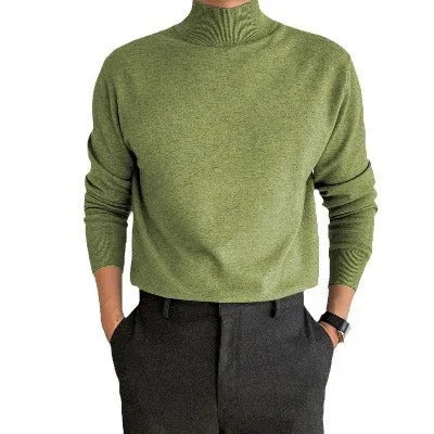 Men's business pullover mock neck sweater in acrylic, long sleeve, available in multiple colours including gray and khaki