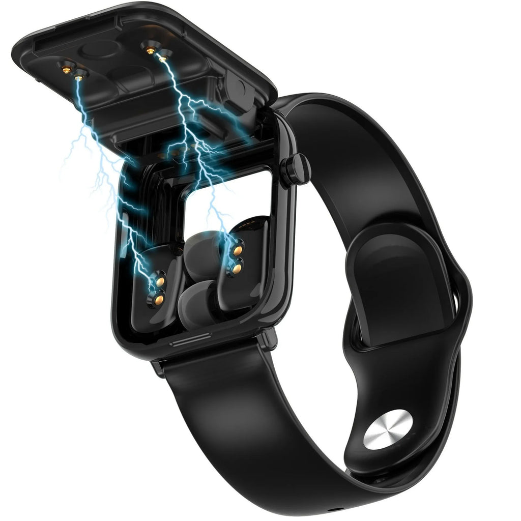 Black smart Bluetooth watch headset with 1.69-inch touchscreen and zinc-alloy body