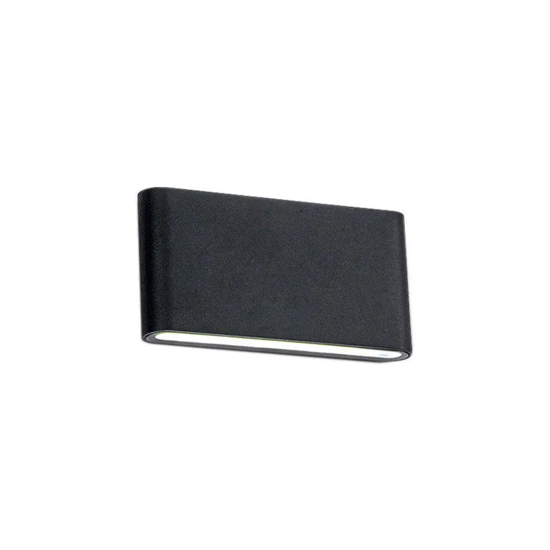 Waterproof aluminium wall lamp in black finish for balcony or aisle use with warm white light output