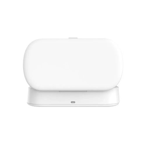 White ABS plastic UV steriliser box with wireless charging pad for phones and personal items