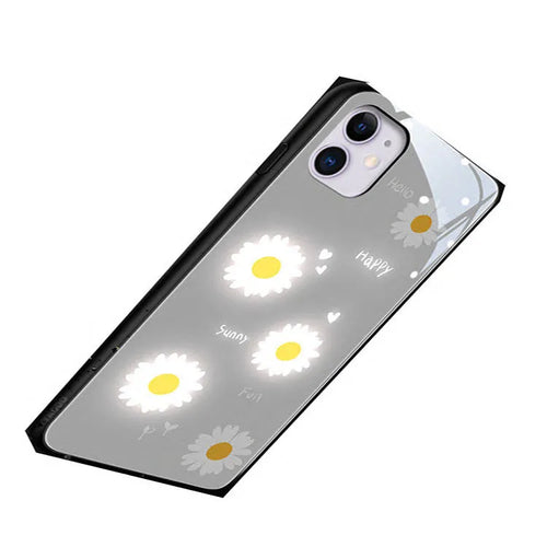 Apple iPhone luminous case with voice-activated LED lights and printed daisy design