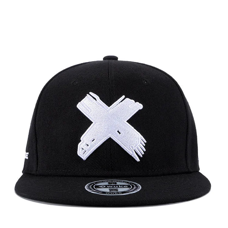 Black punk hip hop flat hat made from imitation felt with adjustable band, 12cm height, 18.5cm width