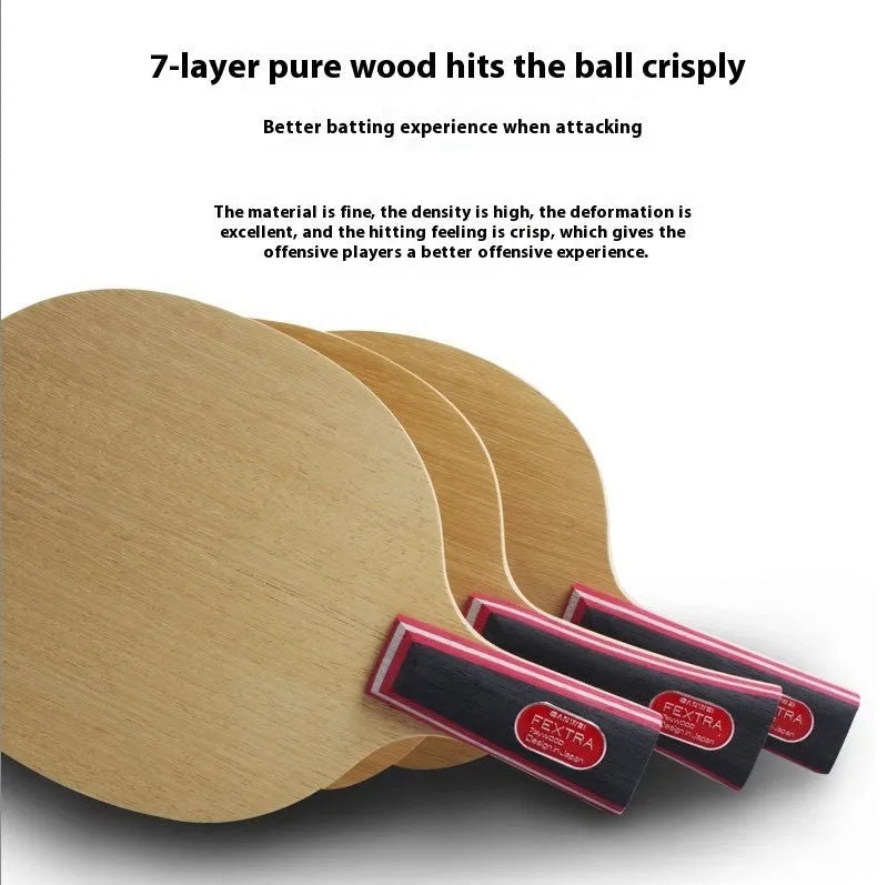 7-layer pure wood table tennis racket bottom plate attack type with shakehand grip FL