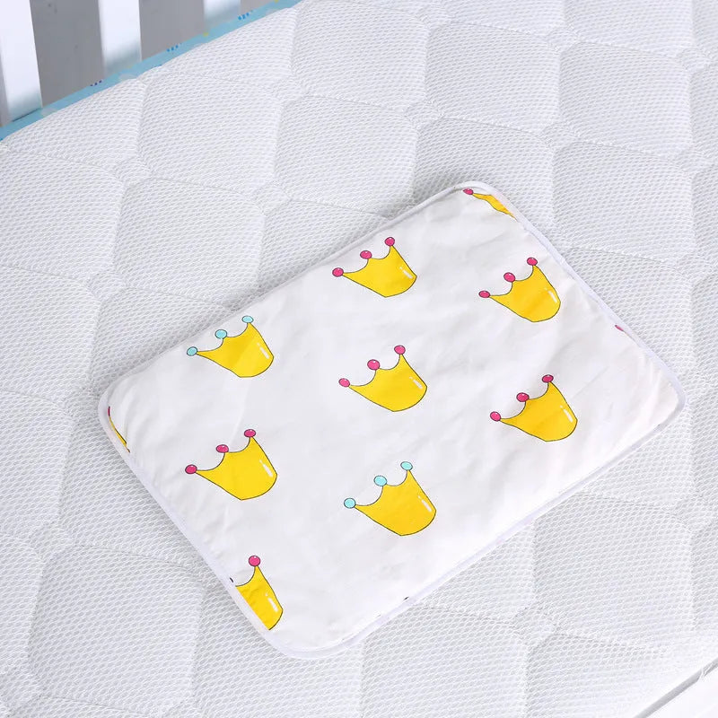 Baby cotton portable diaper changing pad in flat view, 35x60cm, waterproof and urine-proof with foldable button