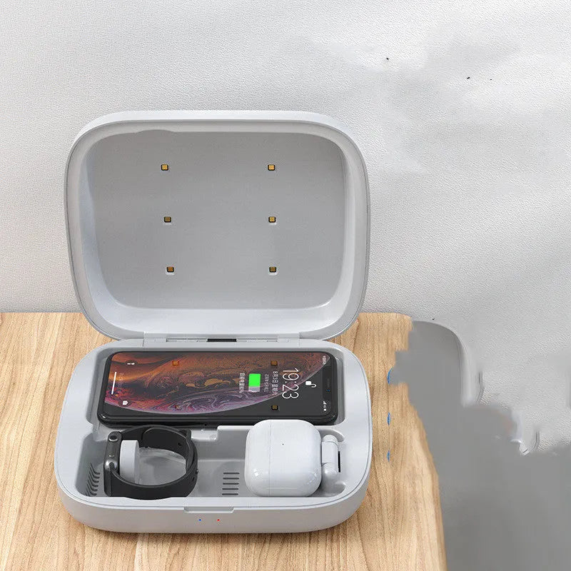 4-in-1 wireless charging disinfection box black white with indication function Micro USB