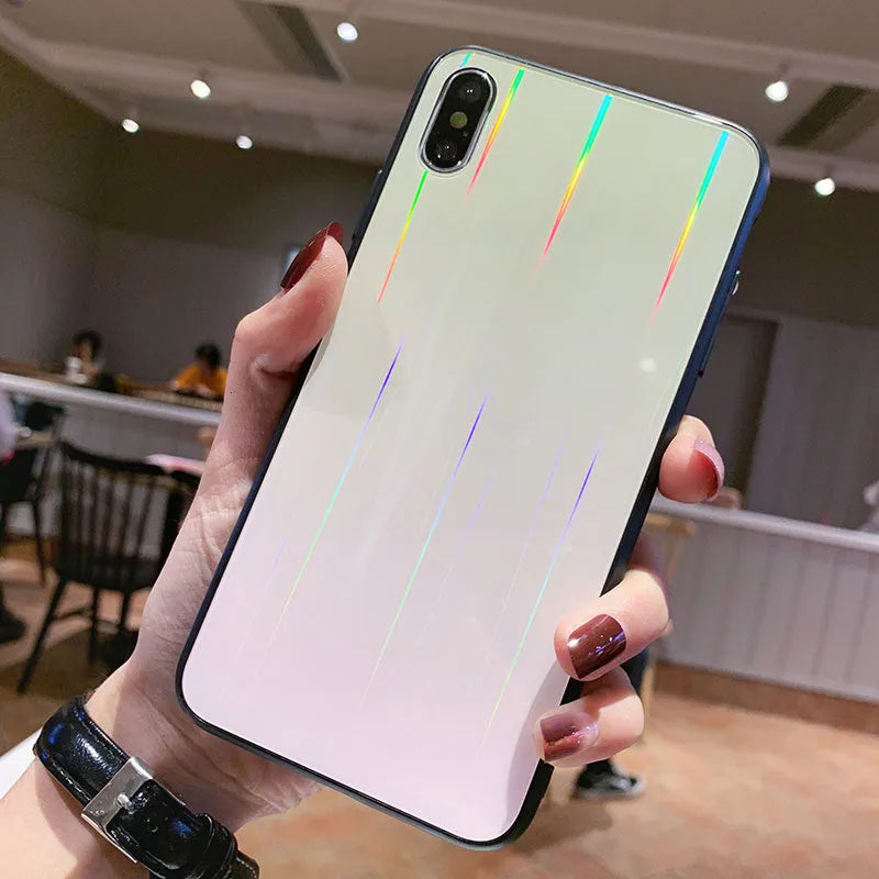 Gradient glass phone case with starry sky design back cover for Huawei models