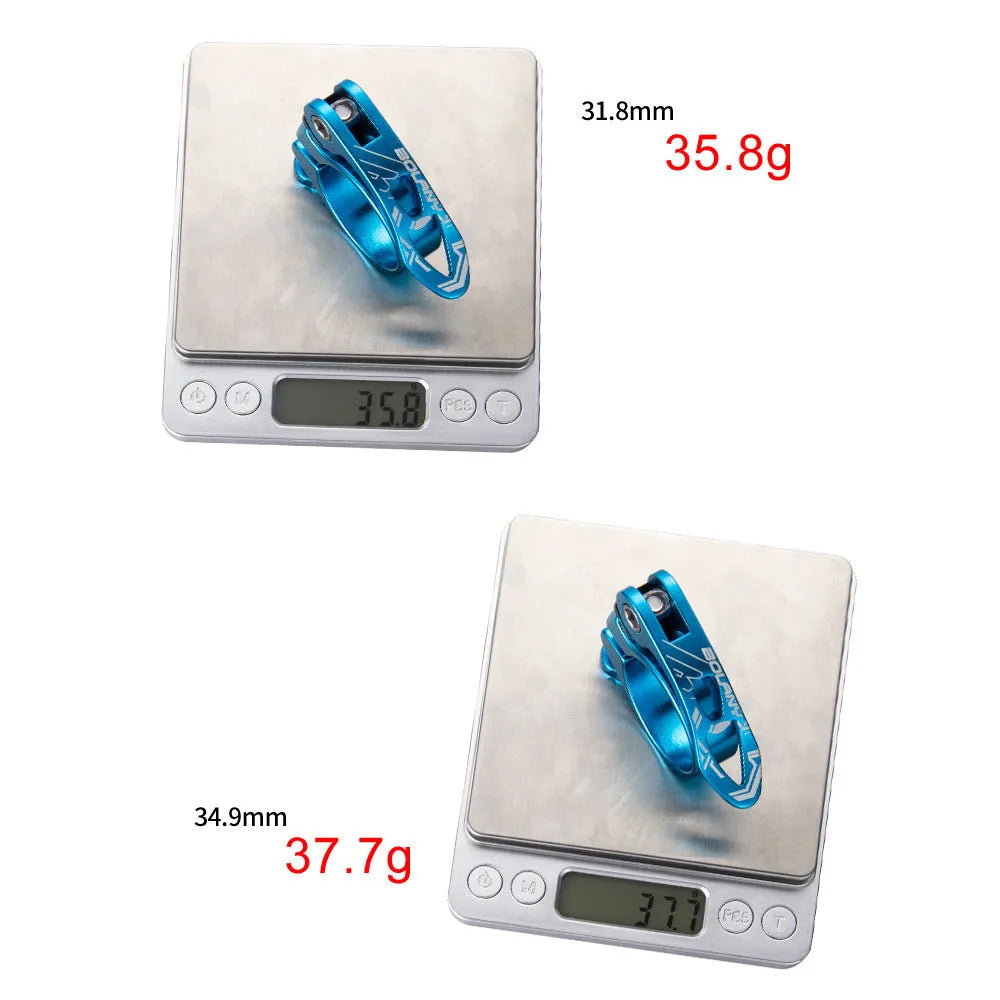Aluminium alloy bicycle seat post clamp in black, red, gold, or blue colour