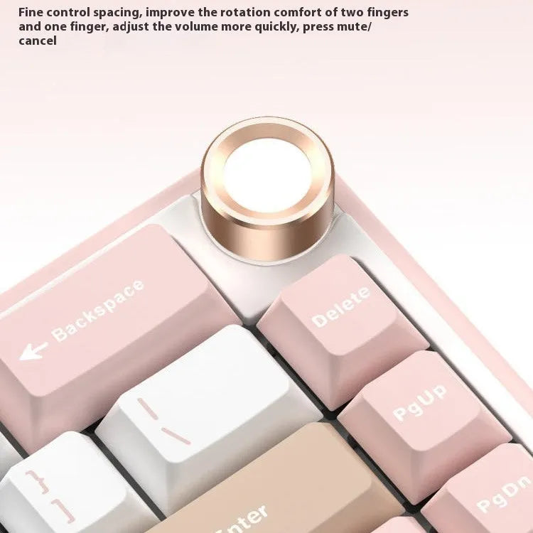 Wireless mechanical keyboard with RGB backlighting in a white colour option on a desk.