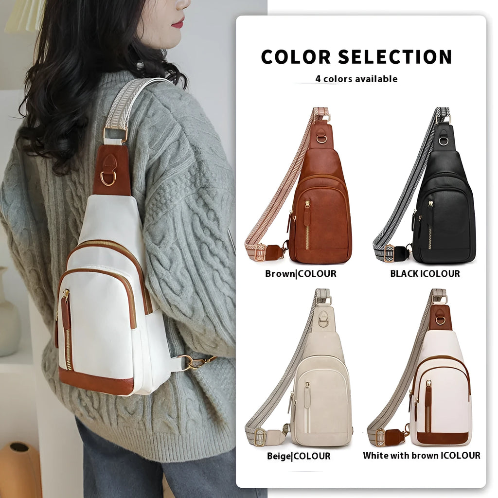 Women's soft PU crossbody chest bag with open pocket in multiple colour options