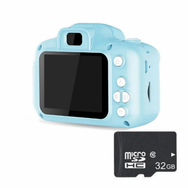 Children's HD digital waterproof camera in blue with 2.3-inch screen and 800W pixel lens