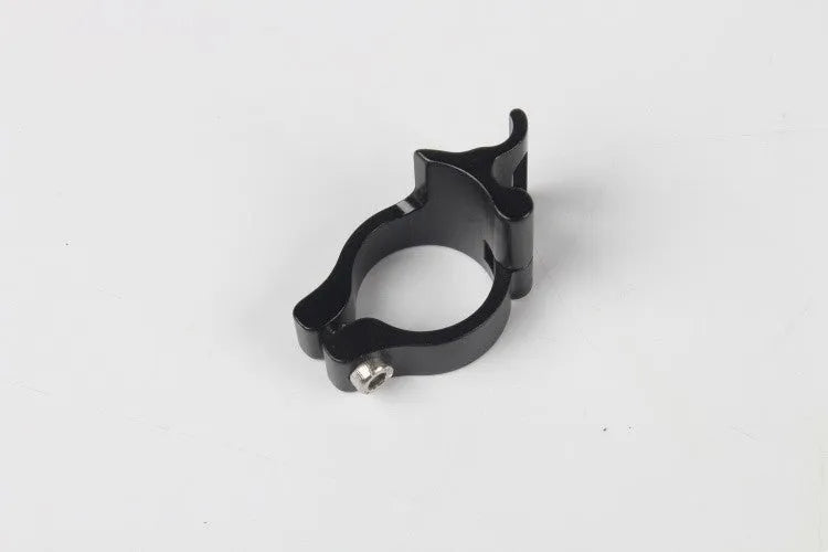 Black aluminium alloy vehicle clamp ring with 28.6mm diameter and steel frame bracket