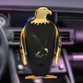 Wireless charging car phone holder with suction cup mount in black and gold colours