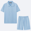 Tencel viscose business casual sweater two-piece set with short sleeves and matching shorts