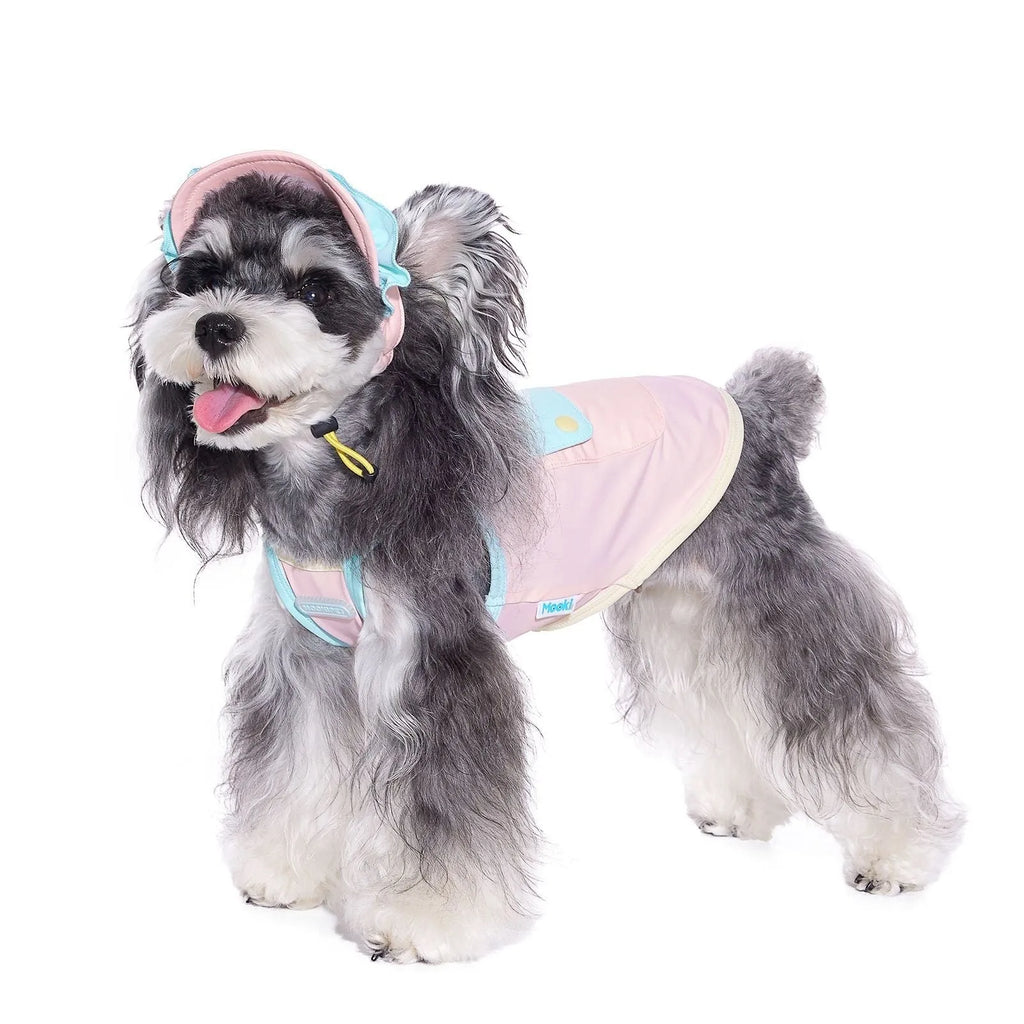 Pink pet cooling vest for small dogs made from breathable nylon spandex fabric