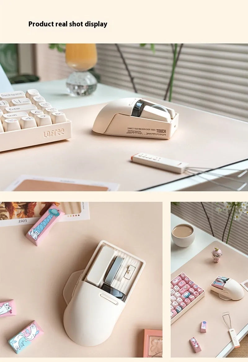Xiaoqiao wireless mouse in standard size with seven buttons, four-way scroll wheel, and Type-C charging port