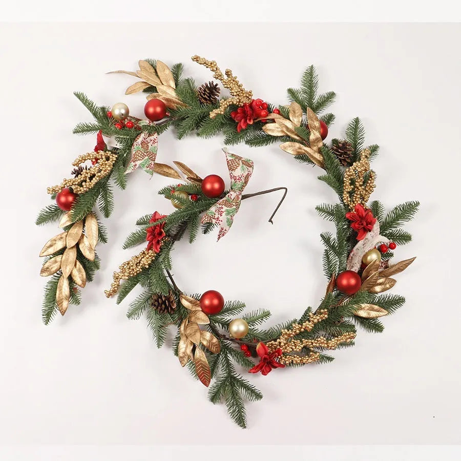 American country style plastic Christmas garland decorations in multiple styles with optional LED lighting
