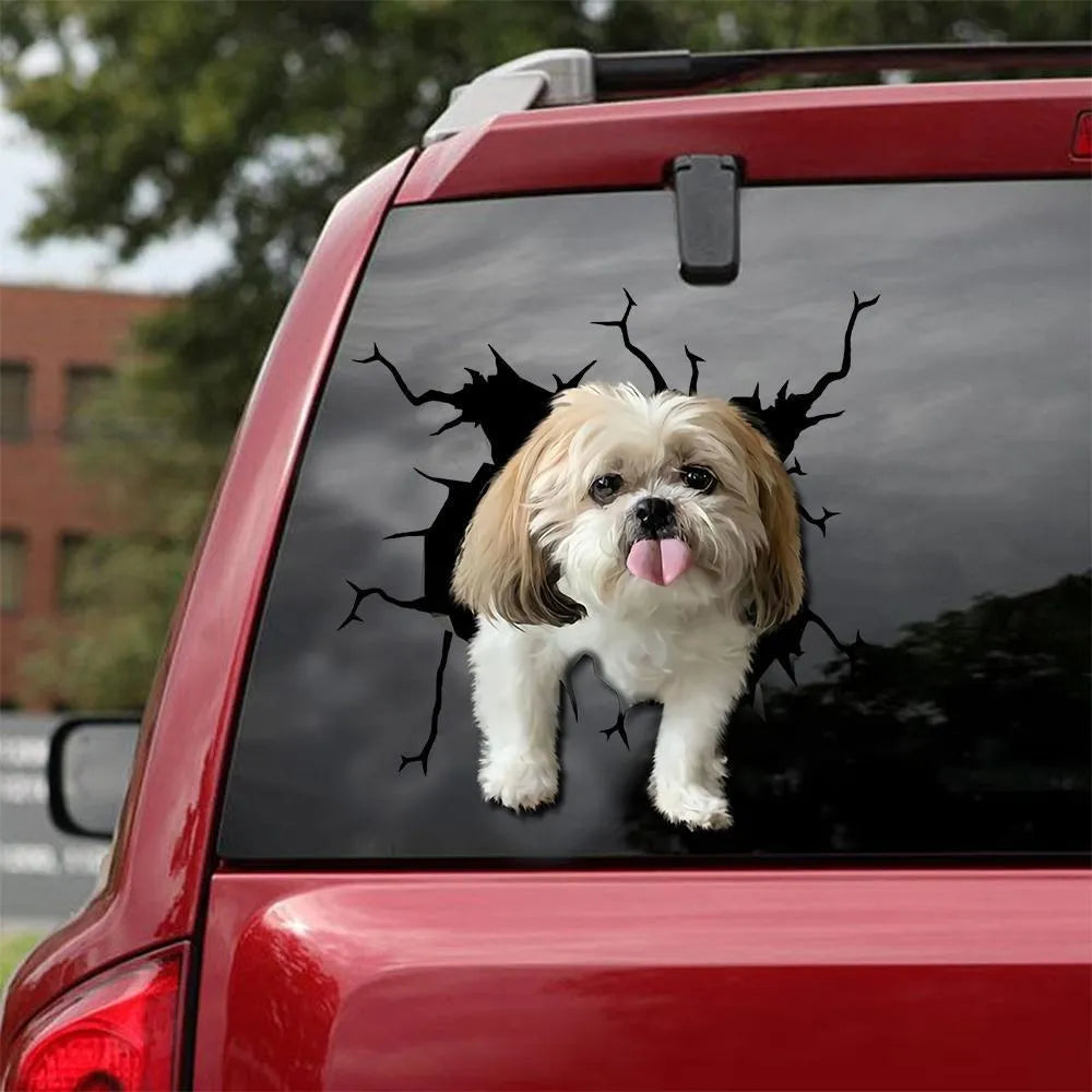 Torn dog body reflective window sticker on car glass, L50CM size, QCTMK2904 colour