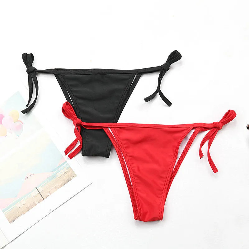 Bikini ladies sexy swimsuit two-piece polyester spandex black red available in sizes S M L