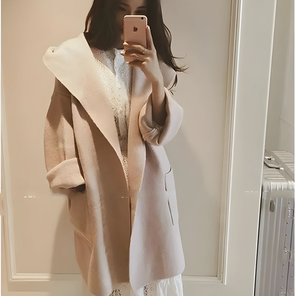 Plus size women's loose fit cotton coat with lace detail in black, grey or pink colour options
