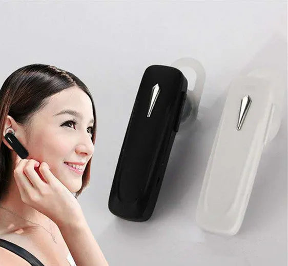 M163 car Bluetooth headset in black and white colour options with ear piece and control buttons