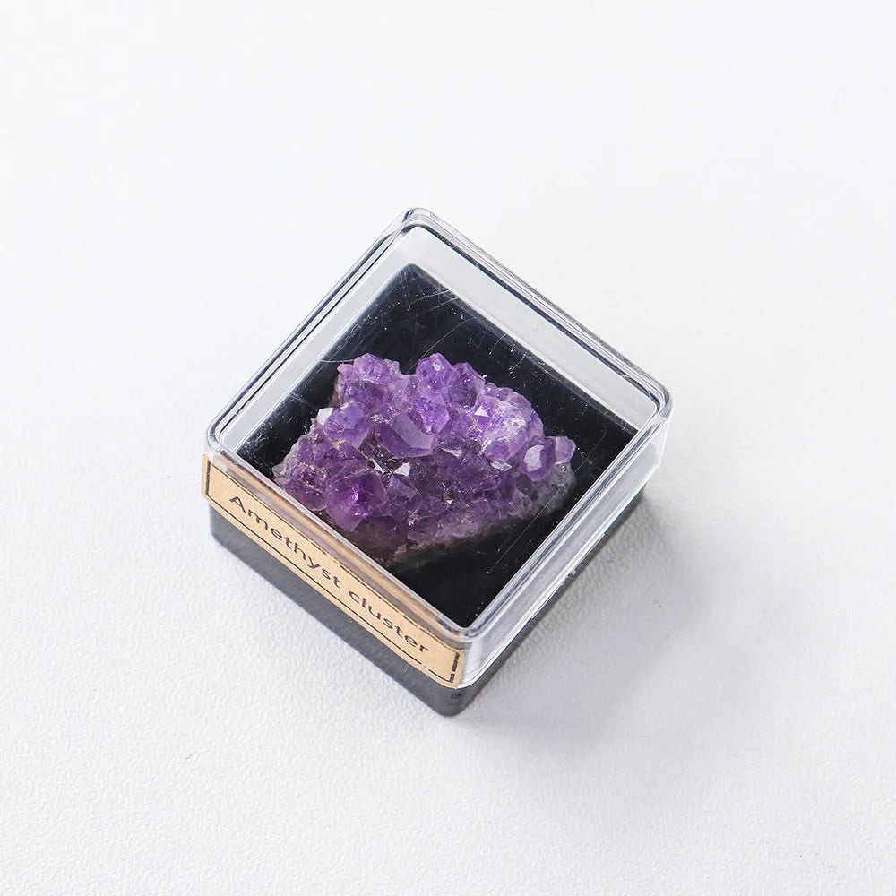 Natural amethyst block crystal mineral specimen geometric decoration on a table