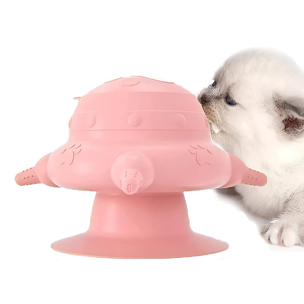 Pink silicone pet nursing device with bionic breast-shaped milk bowl and pacifiers