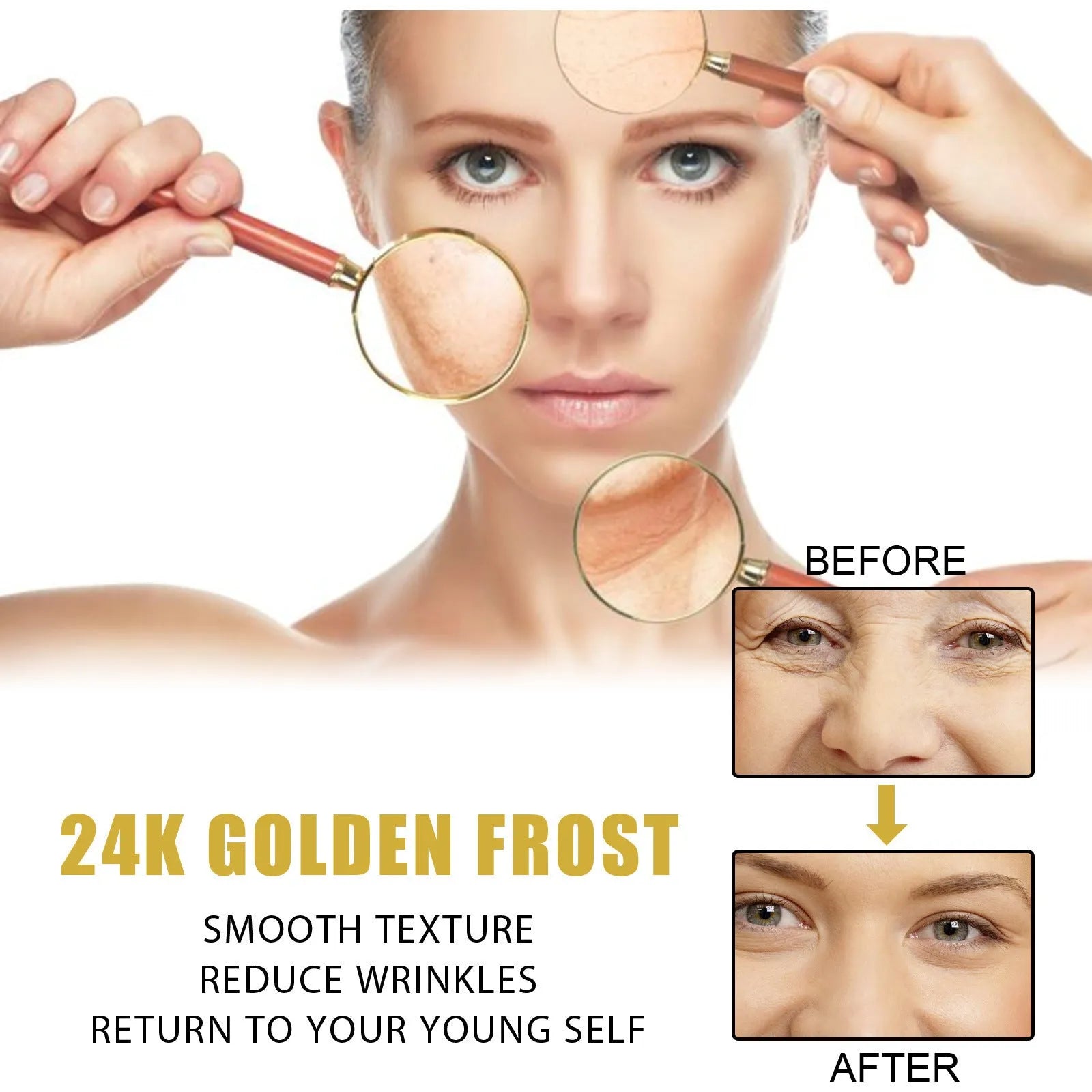 24K gold cream 50g in boxed packaging with ingredients retinol and oligopeptide-1