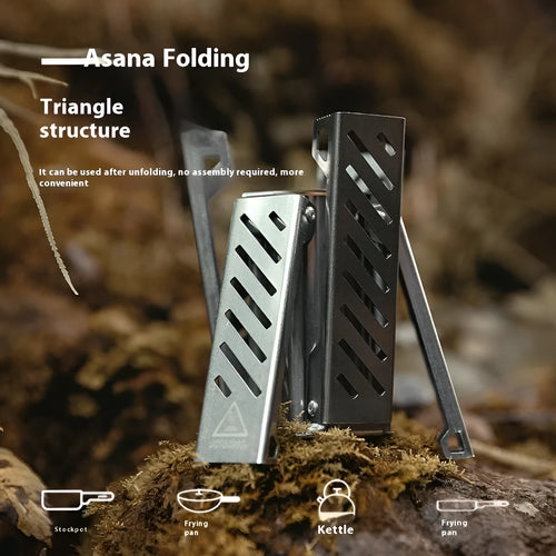 Hexagon foldable alcohol camping stove in black or silver alloy construction