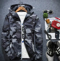 Covrlge men's spring camouflage hooded jacket with luminous reflective zipper detail in green