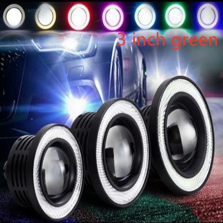 Universal 3 inch LED fog lamp with cob angel eye ring in white colour for car modification