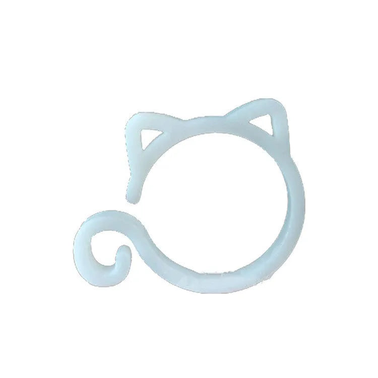 Cat-shaped plastic plant clip in green, red, white, and yellow colour options