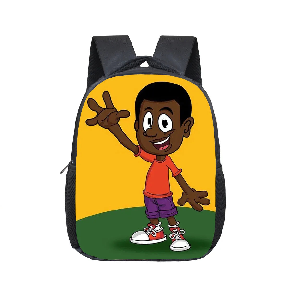 Children cartoon school bag in polyester with double straps and zipper closure, five cartoon styles available