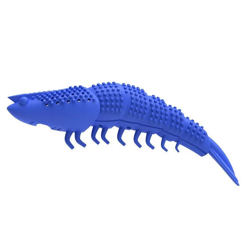Blue hard rubber cat toy with textured brush surface for teeth cleaning, containing catnip and bell inside