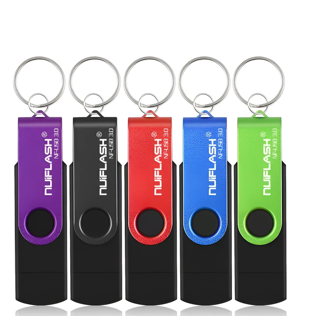 Black OTG USB flash drive 64GB with USB 3.0 connector for smartphones and tablets